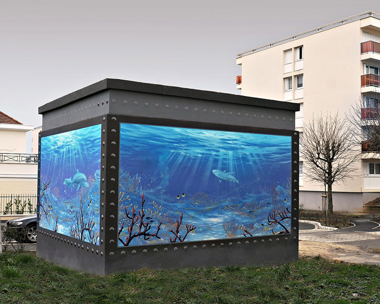 Peinture trompe l'oeil Trompe-loeil-aquarium1