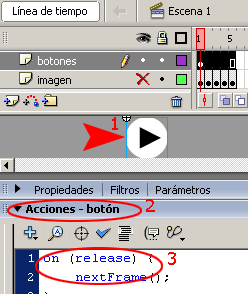 tutoriales Flash Enlazar fotogramas con botones (Galeria) en Flash 8 | Next_back_10