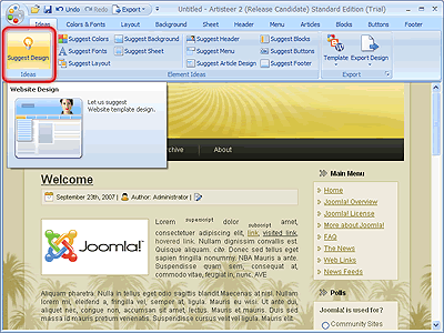 Artisteer 2.3 Joomla_ss1