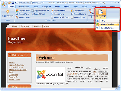 Artisteer 2.3 Joomla_ss3