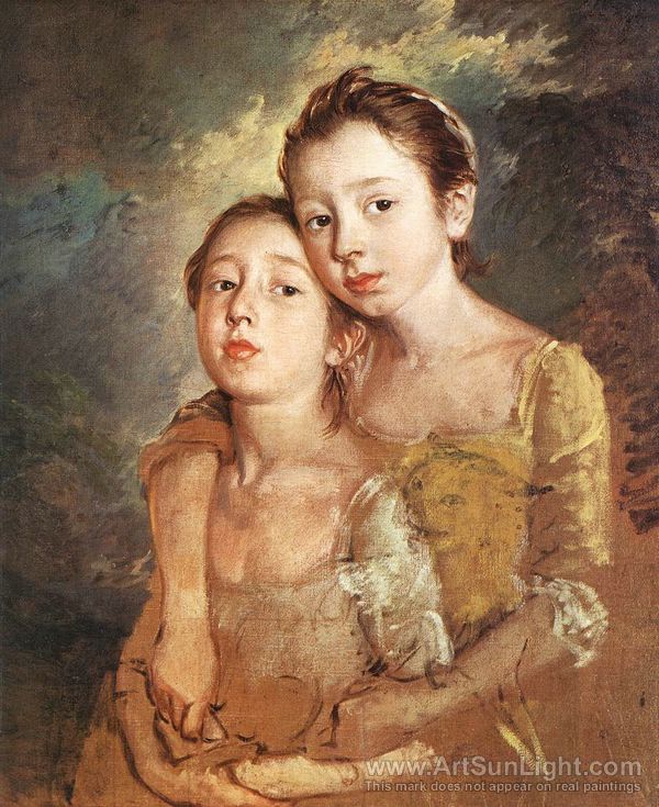 لوحات زيتية متنوعة N-G0005-097-the-painter-s-daughters-margaret-and-mary-holding-a-cat-about