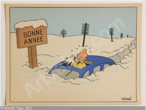 67eme rassemblement mensuel, BONNE ANNÉE !!! Remi-georges-herge-1907-1983-b-bonne-annee-voiture-enneigee-2770856