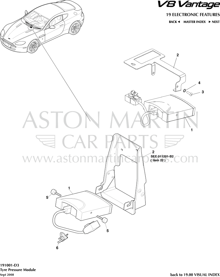 pneus - Module de pression des pneus Aston Martin V8 Vantage 63E5M57MHVC5UV6ZL2JNBARD5