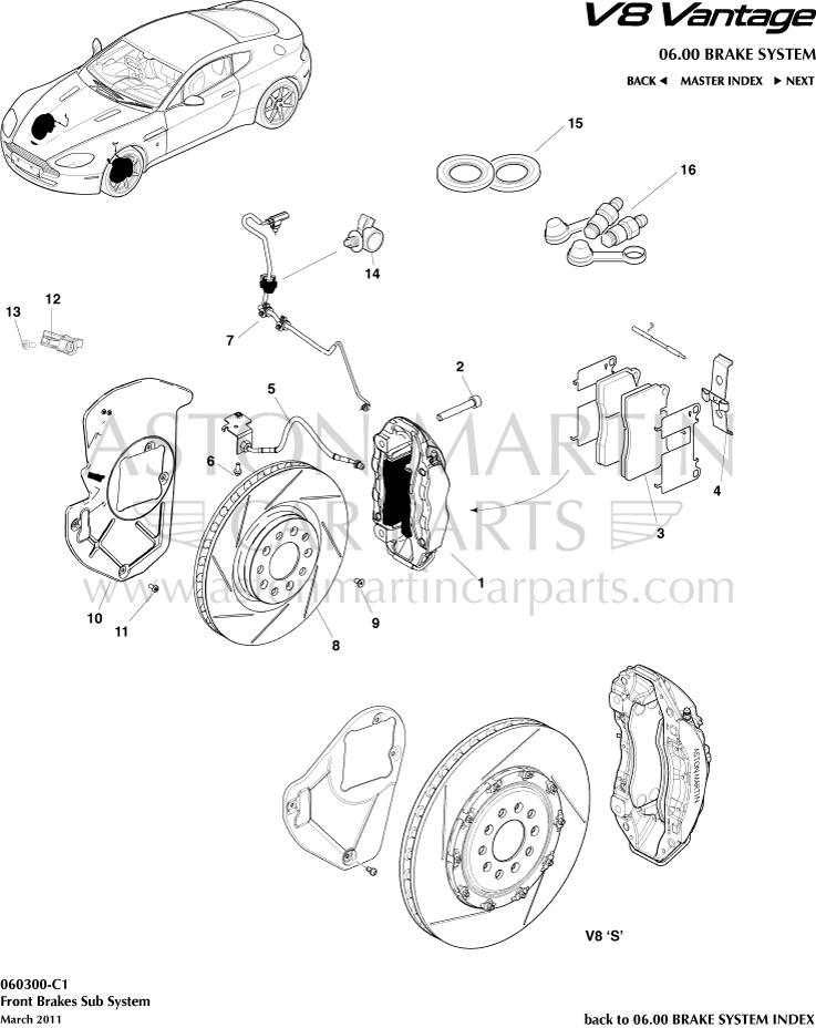 Actionnement de frein Aston Martin V8 Vantage (manuel) (LHD) 75SCEYW399CSEGPJQPT9CCF8B