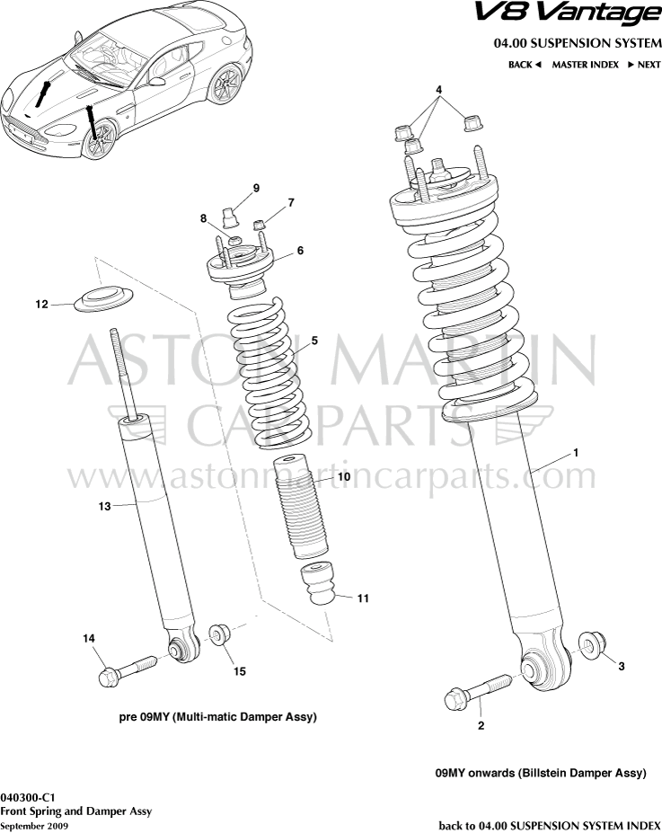 Ensemble ressort et amortisseur avant Aston Martin V8 Vantage DXMNS72CMZEUX3NDG9BSSAP5C