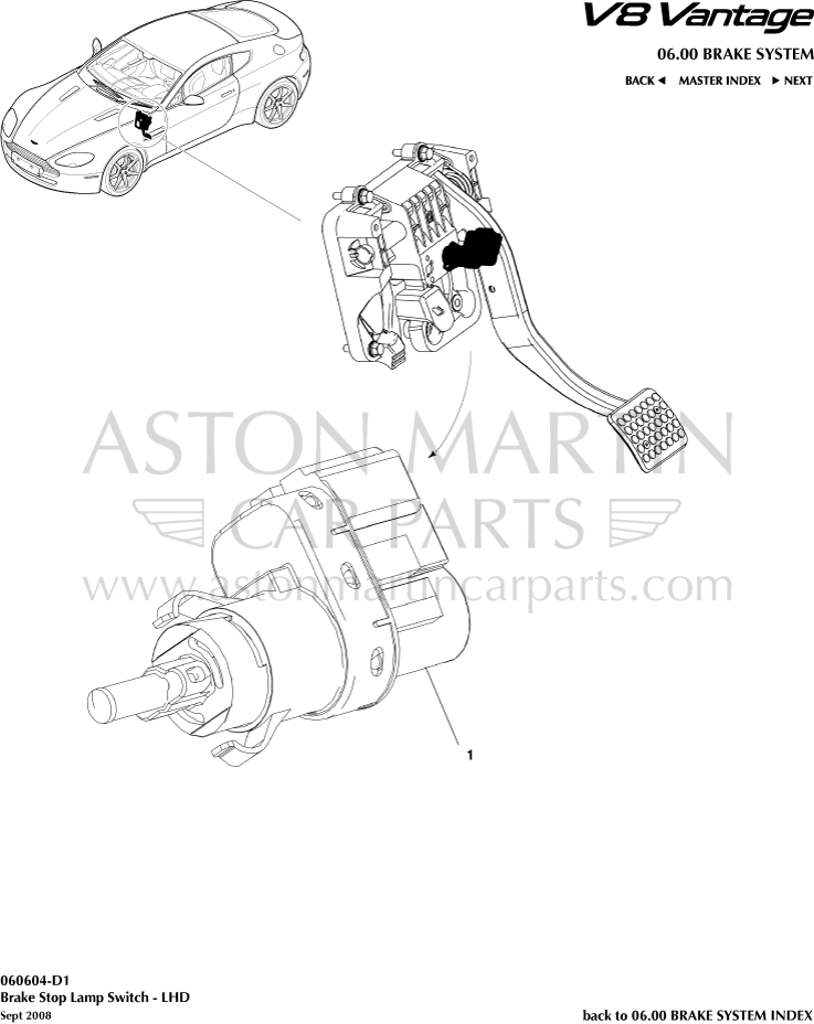 Commutateur de lampe d'arrêt de frein Aston Martin V8 Vantage (LHD) E9NPF3VHUHHWMGUDRNBAKNJQL