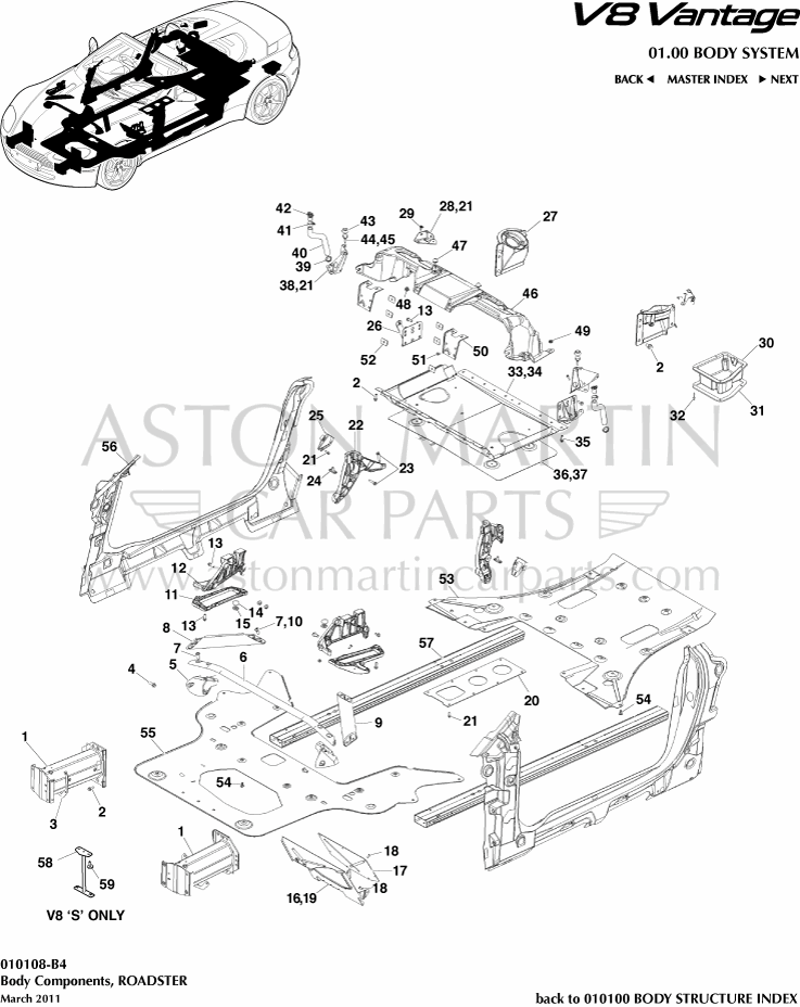 Composants de carrosserie Aston Martin V8 Vantage (Roadster) FA4M3MA6C6K9K3MMNMLCL3SK7