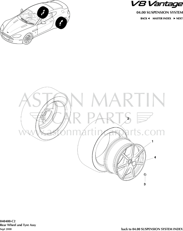 roue et pneu arrière Aston Martin V8 Vantage  SJLDQ5M7LA5443DQF4FSF57MT