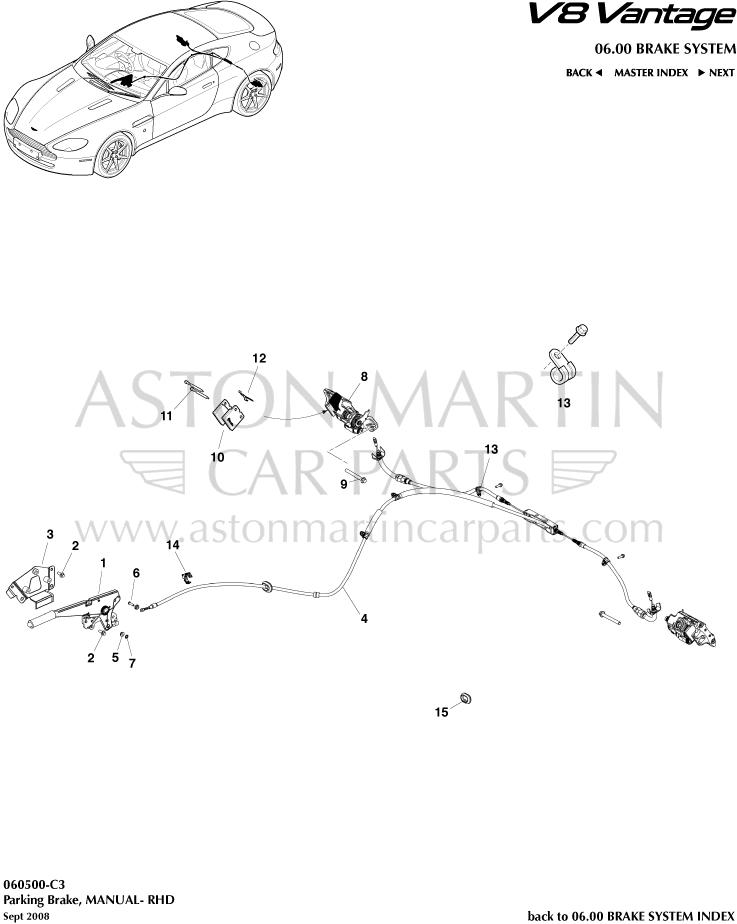 Frein de stationnement Aston Martin V8 Vantage (Manuel) (RHD) SMNWUBW8GVWD4PKEX4BCJQNZ9