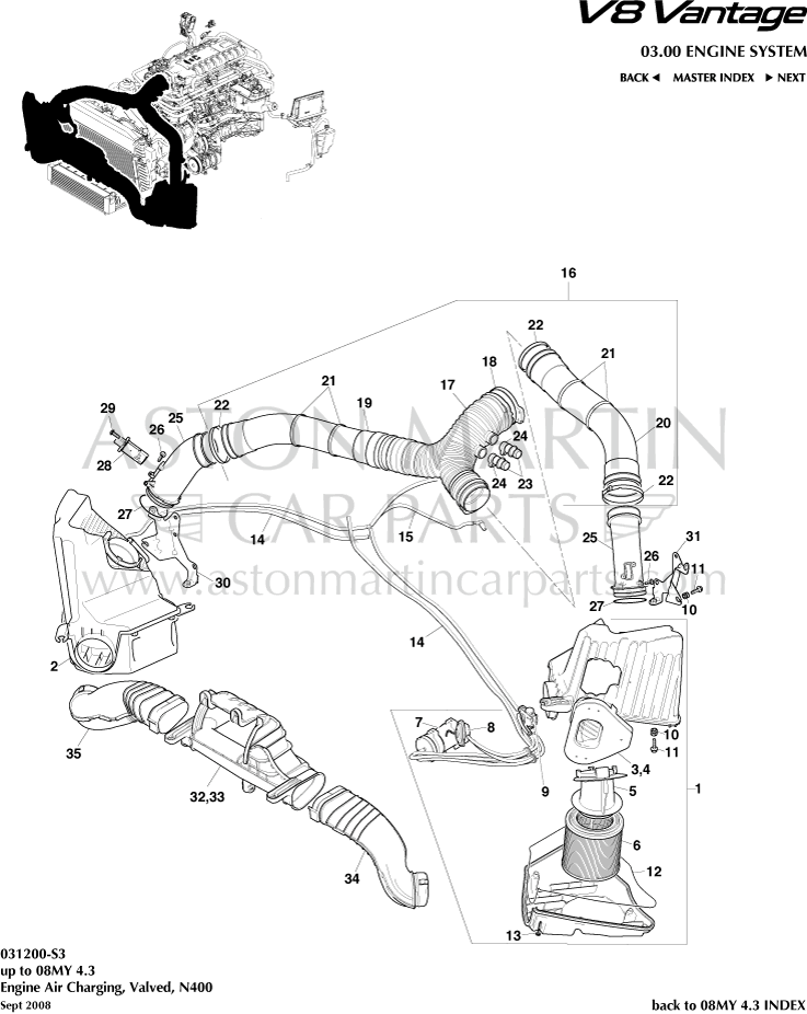 filtre - Filtre d'air moteur Aston Martin V8 Vantage, soupape, N400 ULCEP6G3KMWZC9J79B5EE4DFW