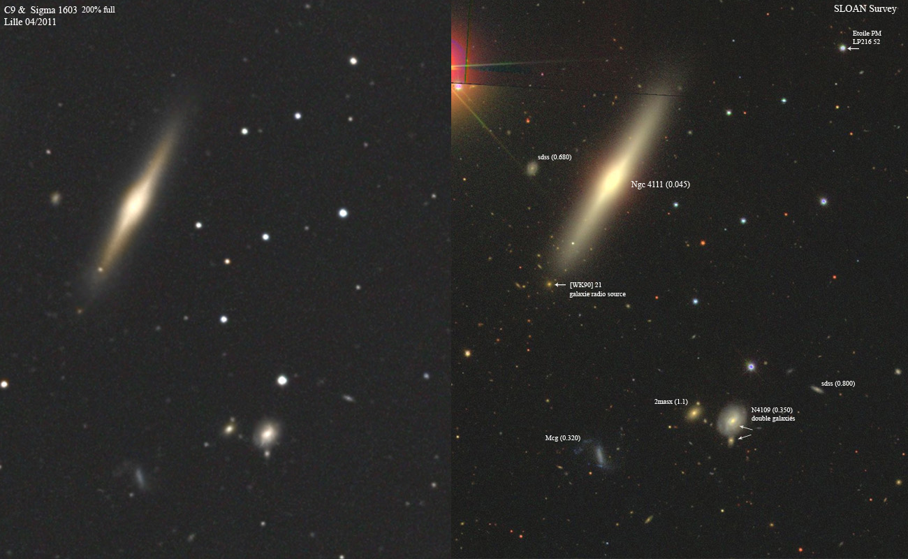 Groupe Ngc 4111 dans les Chiens de Chasse N4111sloan