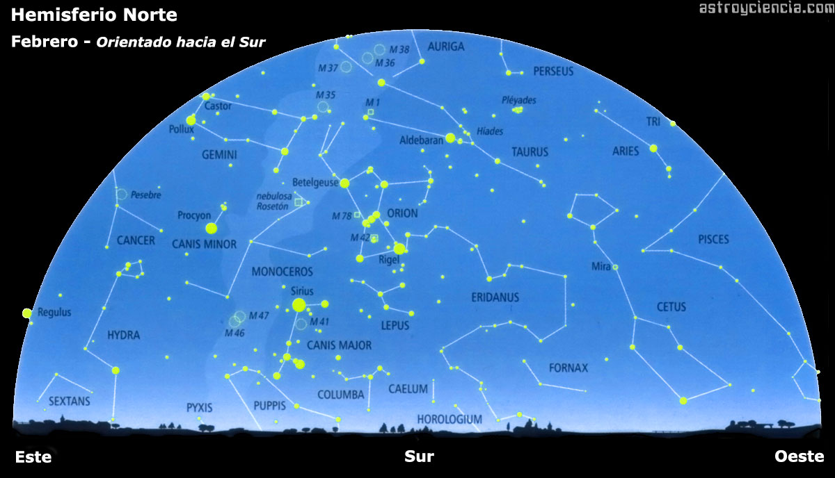 Carta celeste para el mes de Febrero Carta-celeste-febrero-hemisferio-norte-S