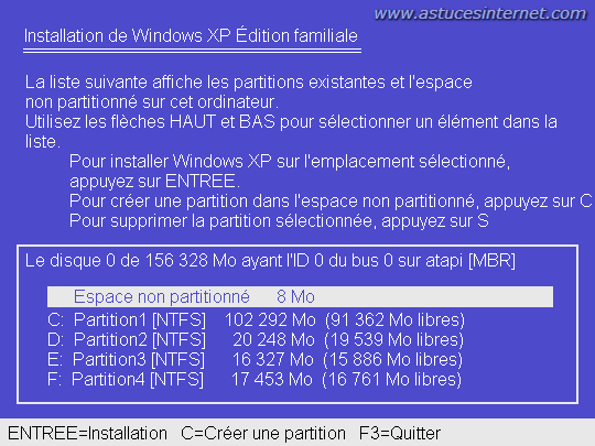 Tutorial : Comment partitionner un disque dur avec Windows XP ? Partition-avec-cd-windows-002