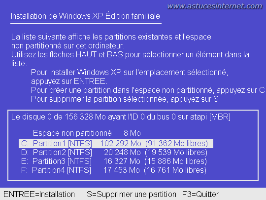 Tutorial : Comment partitionner un disque dur avec Windows XP ? Partition-avec-cd-windows-002b