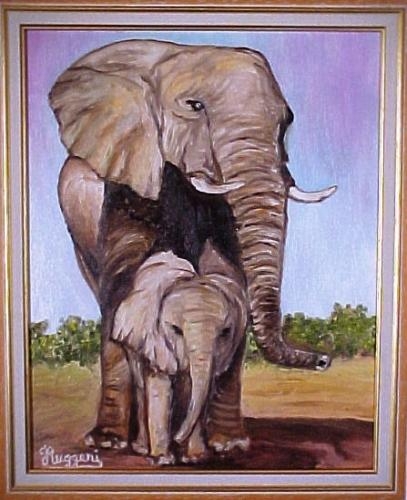 لوحات تشكيلية بريشة الرسام الفرنسي    N I N N E J A Elephante-et-son-petit_500x500