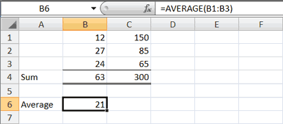 Création de fonctions Excel, les cellules de remplissage et impression 03_Average