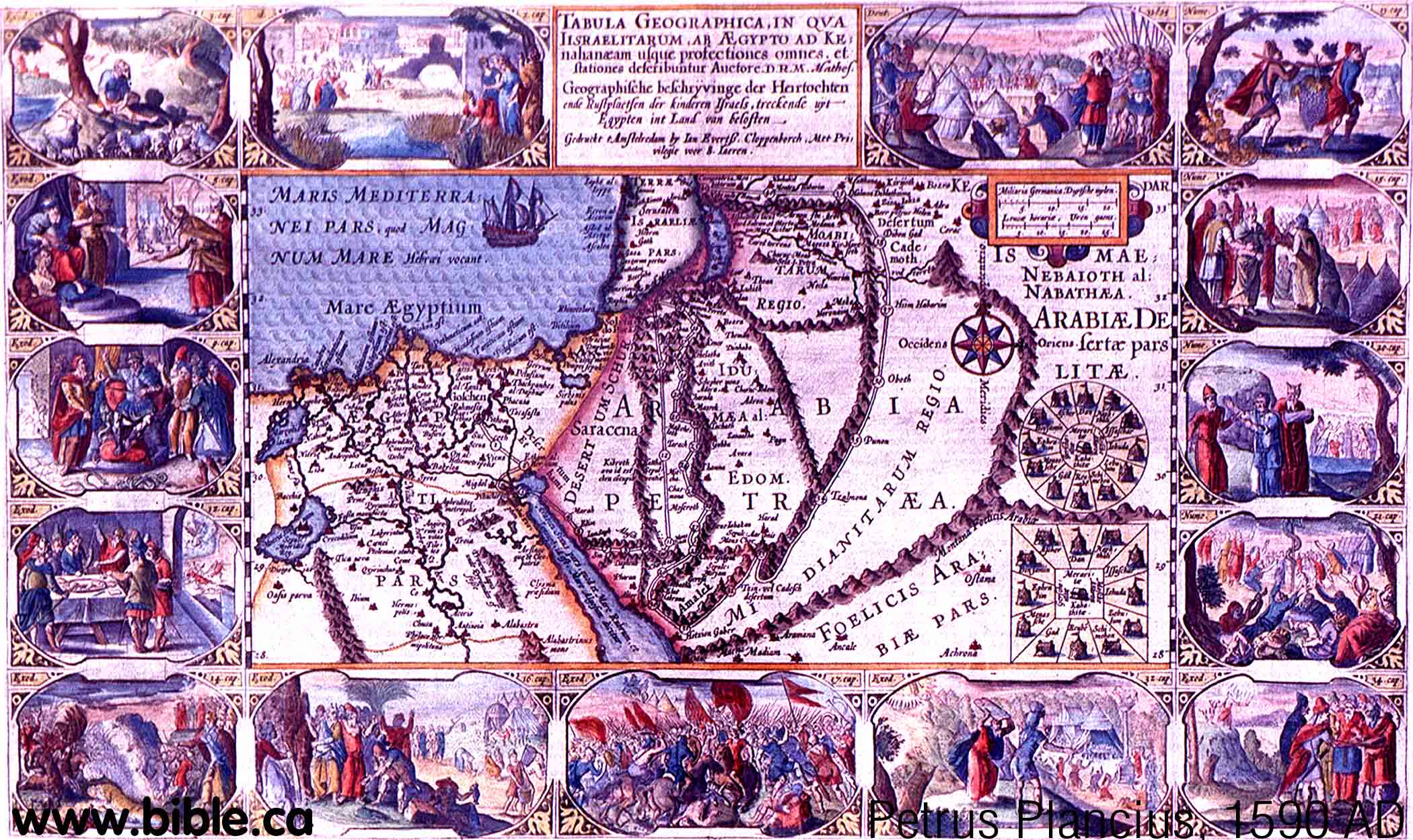 Stare geografske mape i karte - Page 2 Maps-bible-archeology-exodus-route-kadesh-barnea-petrus-plancius-1590ad