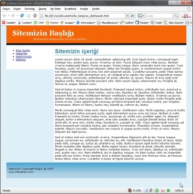 Dreamweaver CSS Kullanarak Sayfa Ara Yüz Tasarımı T_000737