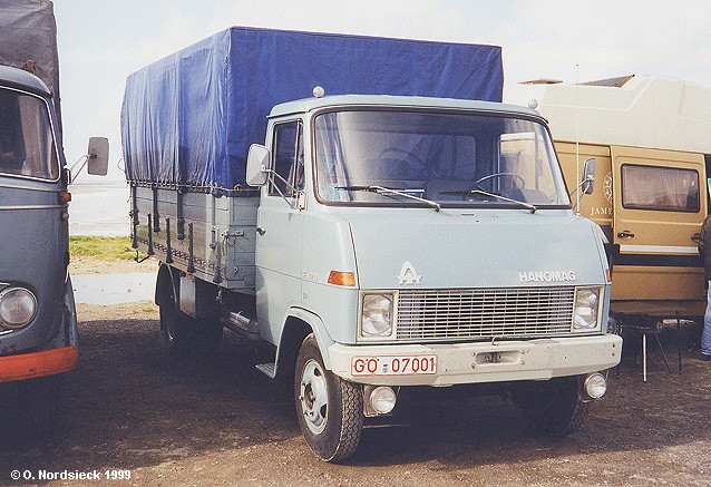 Njemaki ex-proizvoai 99051028-Hanomag-F66-Pritschen-Lkw-hellgrau-Pl-dkblau-Fr