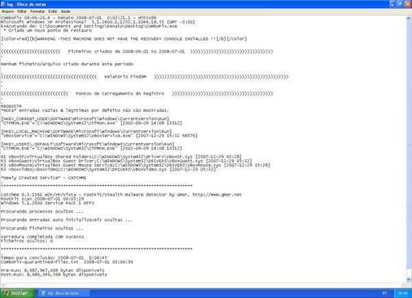Usando o ComboFix Cf-log