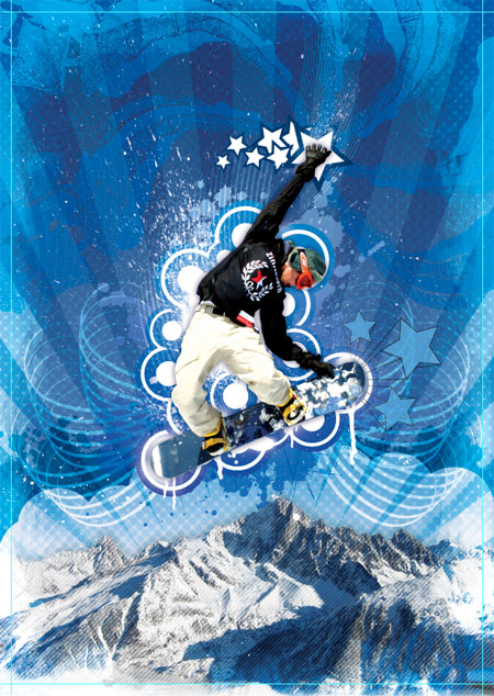 Combinando vetores com píxeis em arte gráfica Snowboarder_art