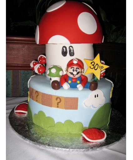 DECORAZIONE TORTE - MMF: Marshmallow fondant, pasta modellabile commestibile! 30th_mario_cake_lg