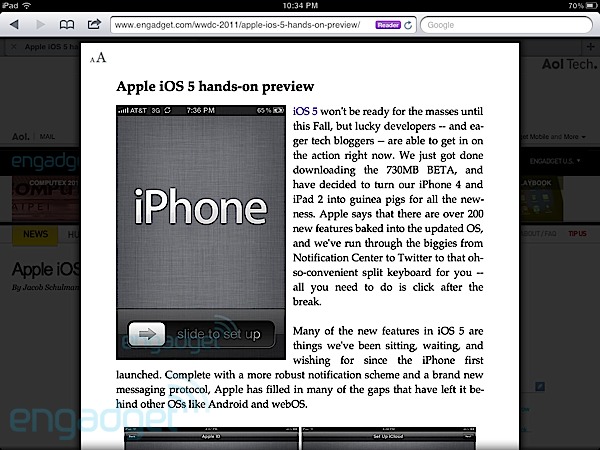 Hands-On - iOS 5 Preview Ipad-safari-reader-feature