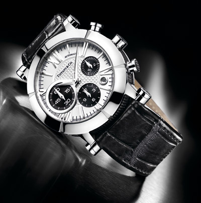 Chopard Mille Miglia GMT Chrono a fond noir ou Tiffany&co Atlas  Tiffany-co-atlas-chronograph-watch