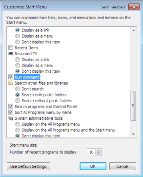 أظهـار أمـر RUN في windows 7 Enable-run-command