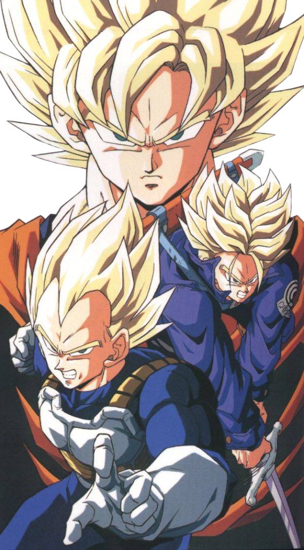 goku,vegeta y trunks convertidos en ssj Cell13