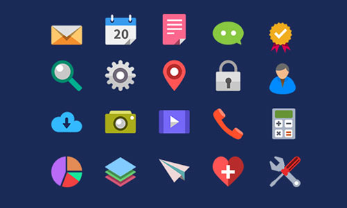 يقونات شبكات التواصل الاجتماعية المصممة بشكل بسيط على نظام أبل الجديد 20-Flat-Icons-PSD