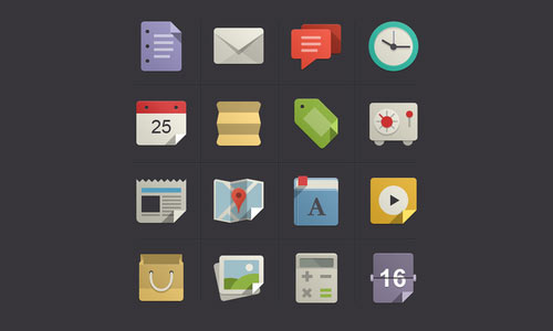 يقونات شبكات التواصل الاجتماعية المصممة بشكل بسيط على نظام أبل الجديد Flat-Design-Icons-Set-Vol1