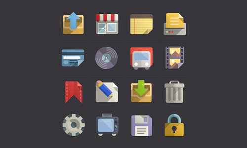 يقونات شبكات التواصل الاجتماعية المصممة بشكل بسيط على نظام أبل الجديد Flat-Design-Icons-Set-Vol3