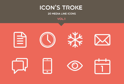 يقونات شبكات التواصل الاجتماعية المصممة بشكل بسيط على نظام أبل الجديد Flat-Stroke-Line-Icons-Set-Vol1