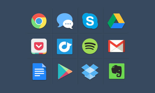 يقونات شبكات التواصل الاجتماعية المصممة بشكل بسيط على نظام أبل الجديد Free-Colorful-Icons