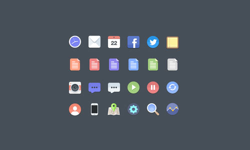 يقونات شبكات التواصل الاجتماعية المصممة بشكل بسيط على نظام أبل الجديد Free-Flat-Icons