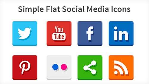 يقونات شبكات التواصل الاجتماعية المصممة بشكل بسيط على نظام أبل الجديد Simple-Flat-Social-Media-Icons