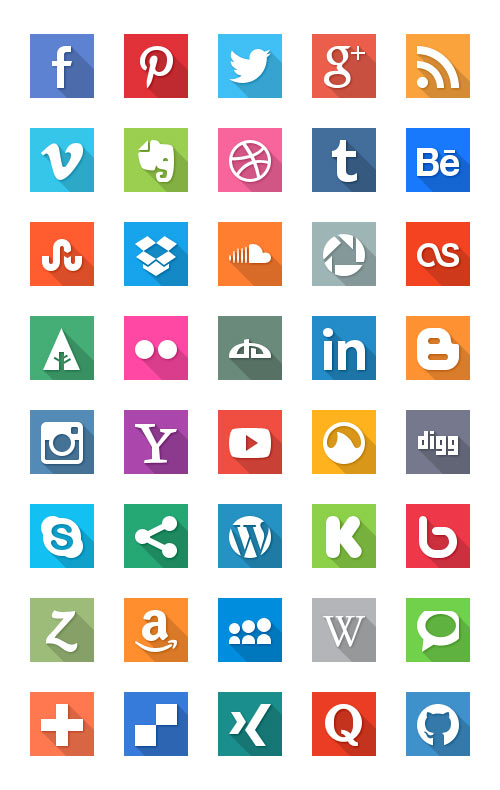 يقونات شبكات التواصل الاجتماعية المصممة بشكل بسيط على نظام أبل الجديد Social-Media-Flat-Icons