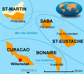 Royaume des Pays-Bas Carte-antilles-neerlandaises