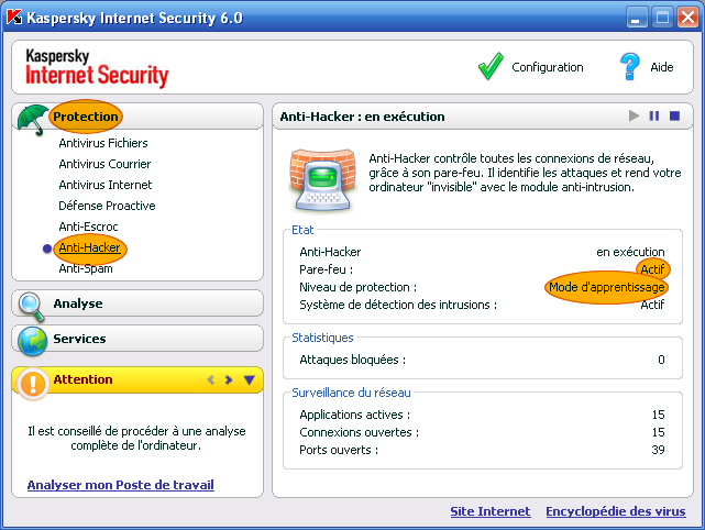 Configurer le pare-feu pour PG avec Kaspersky Internet Security Suite 6 Kaspersky6_1