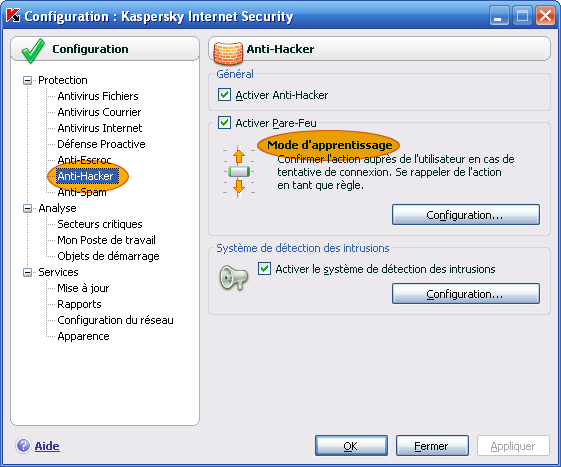 Configurer le pare-feu pour PG avec Kaspersky Internet Security Suite 6 Kaspersky6_2