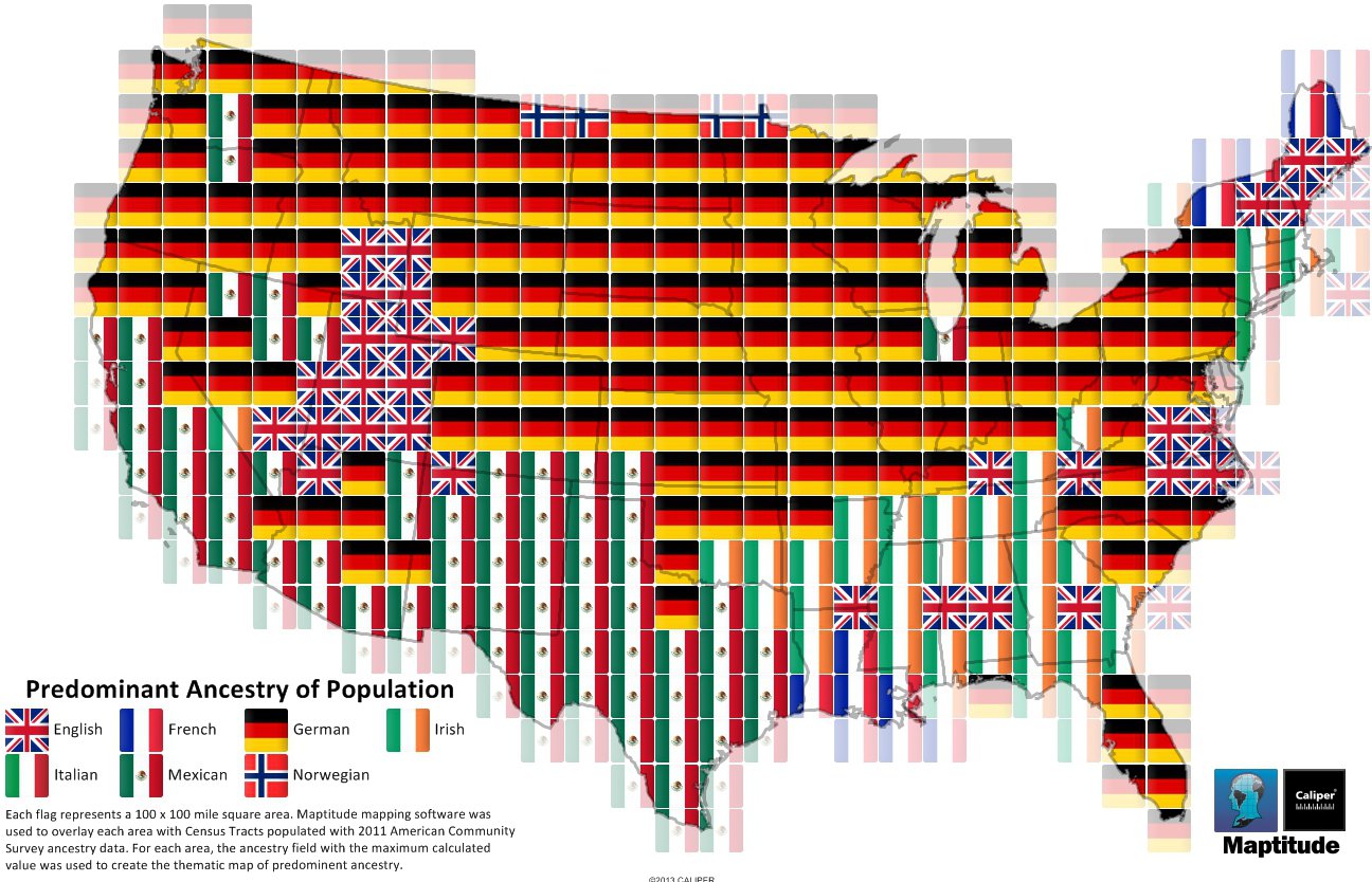 ESTADOS UNIDOS - Etnografía, cultura y mestizaje / Etnography and racial mixtures in the United States of America Featured-maptitude-map-us-ancestry-grid