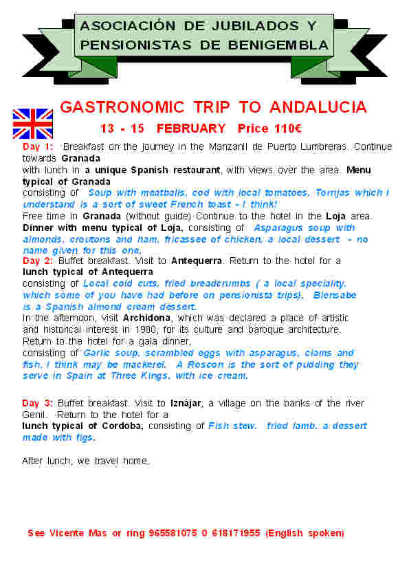 Gastronomic trip to Andalucia 13th-15th February 2012 Poster27