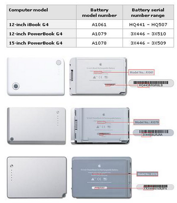 Batteries Apple, Dell et Toshiba 06082704184390638