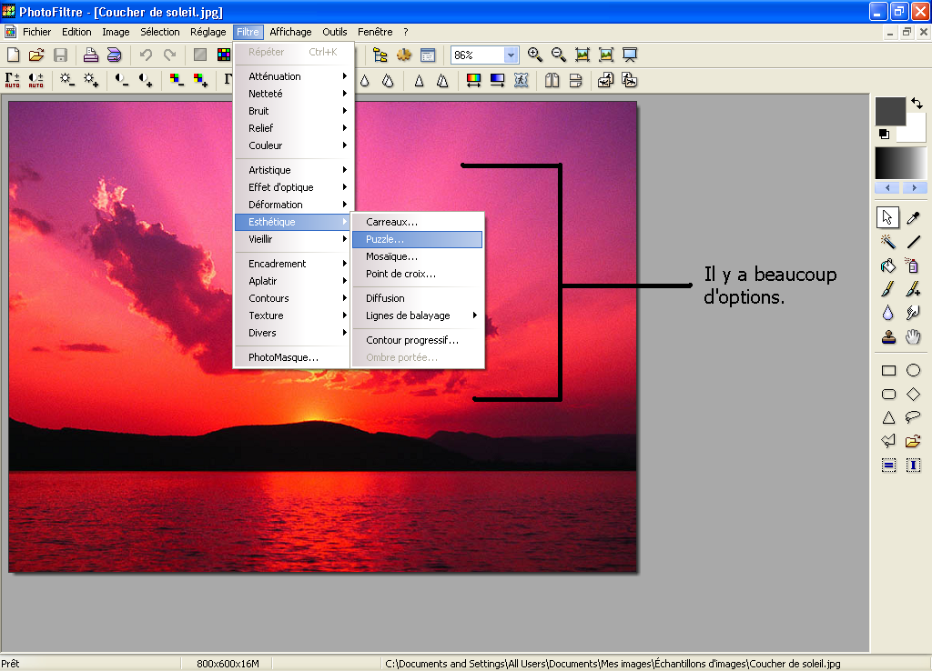 Petit Guide pour le logiciel Photofiltre. 070602100840645196