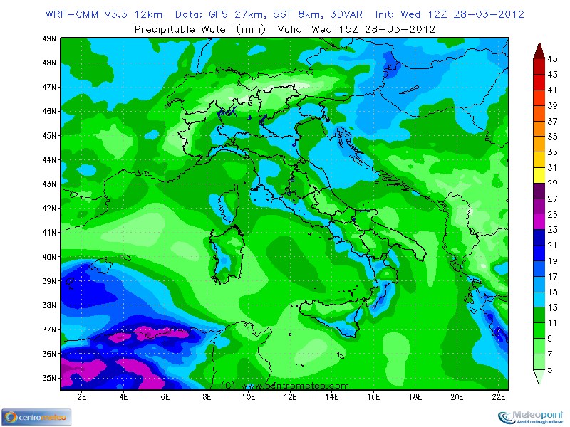 Indici di instabilità atmosferica Acqua-precipitabile