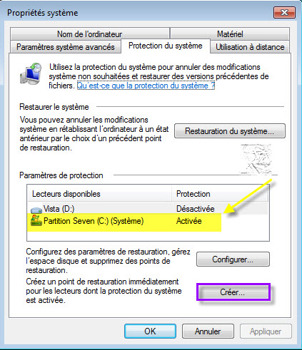 Créer un point de restauration sous Windows 7 1b-protection-systeme-ch