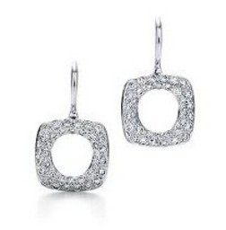 Tiffany Outlet Open Square Diamond Earrings [6ce6]