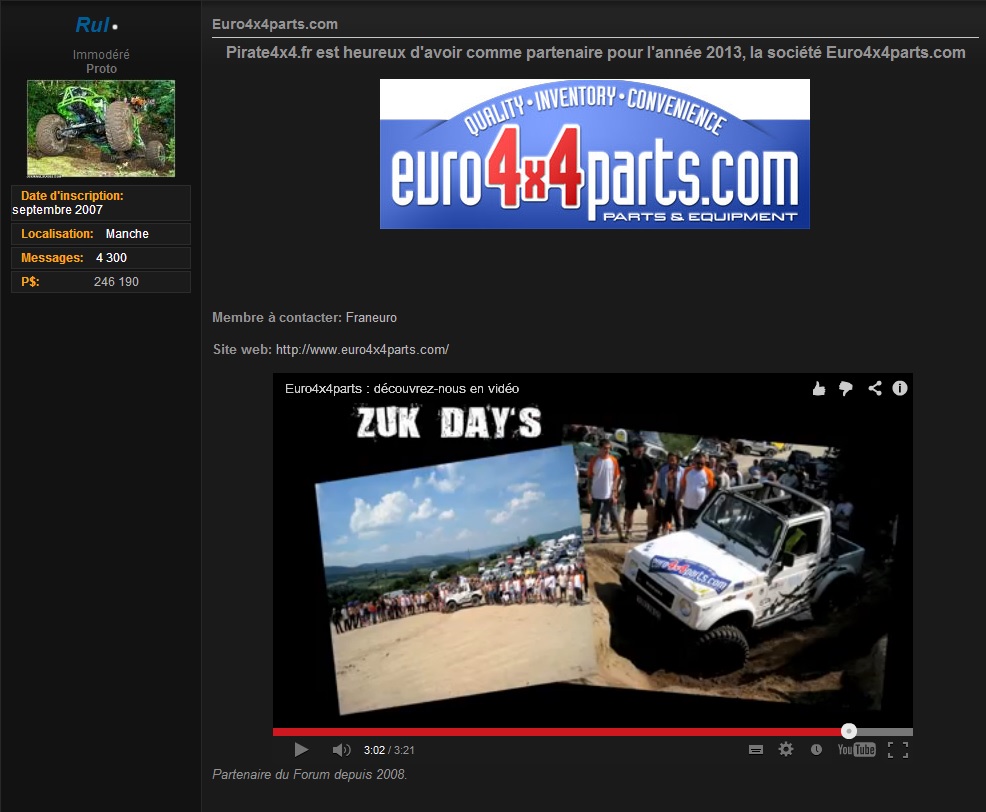 Pirate 4x4 fait de la pub pour ZUK4X4 !!! Pirate4x4