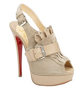 Christian Louboutin Suede Jem slingbacks ladhar peep Gray # cl13